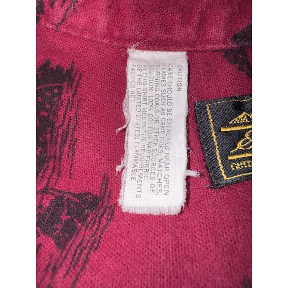 Vtg Eddie Bauer 90s Mens XL Burgundy Bird Cabincore Button Down Outdoor Heritage - Picture 8 of 8